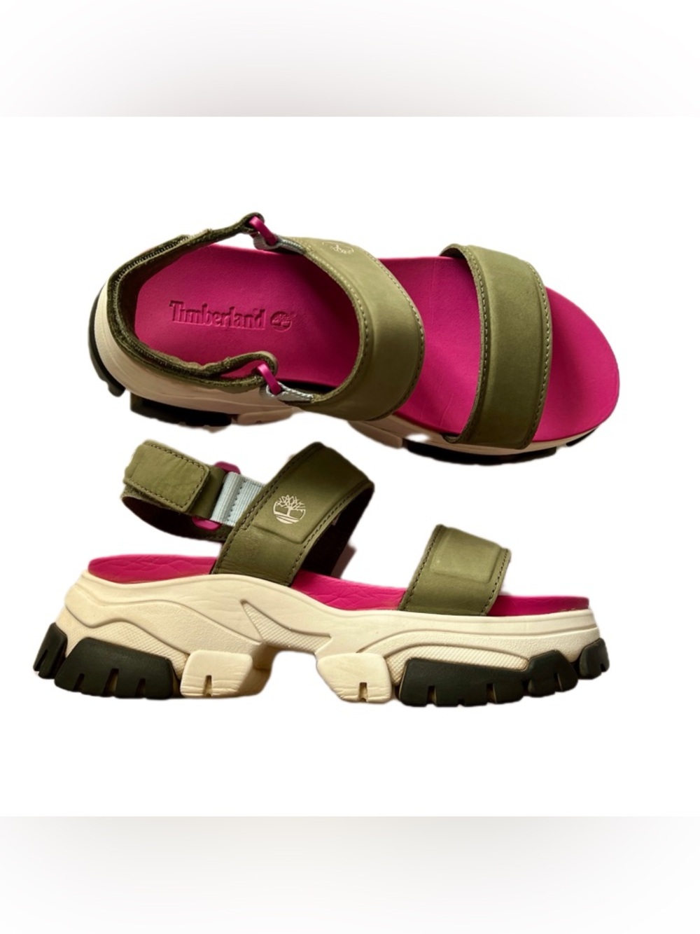 Timberland Adley Way dark green & pink backstrap sandals US Women’s 8.5